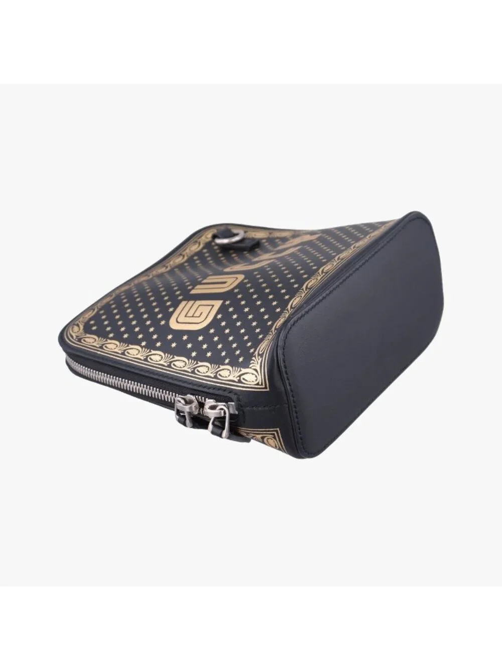 Gucci Sega Collaboration Guccy Print Black Leather Shoulder Bag